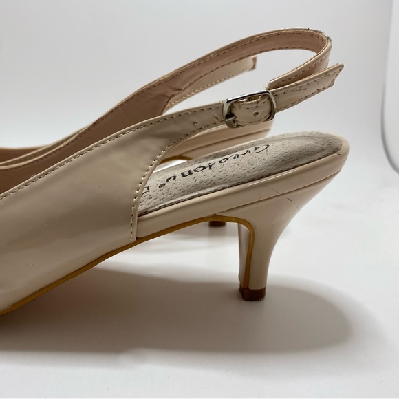 Greatonu Taupe Pointed Toe Slingback Kitten Heels Sz 9 - Picture 3 of 7